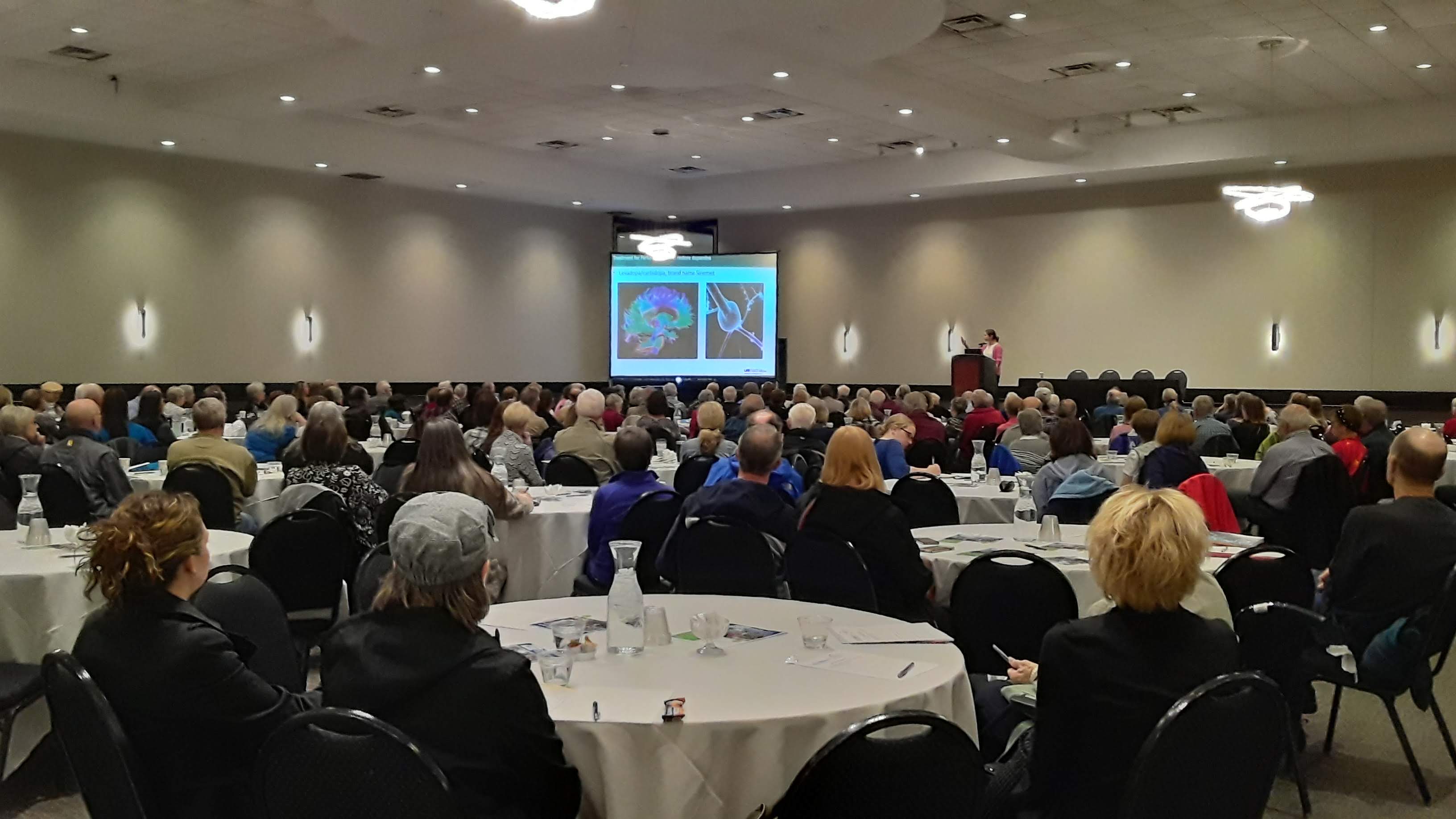 Crowd and presenter at Patient symposium